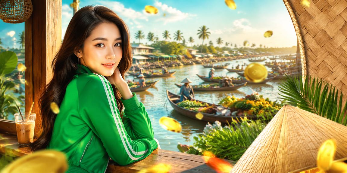Người dùng tại Cần Thơ đặt cược trực tuyến với nón lá bên dòng sông