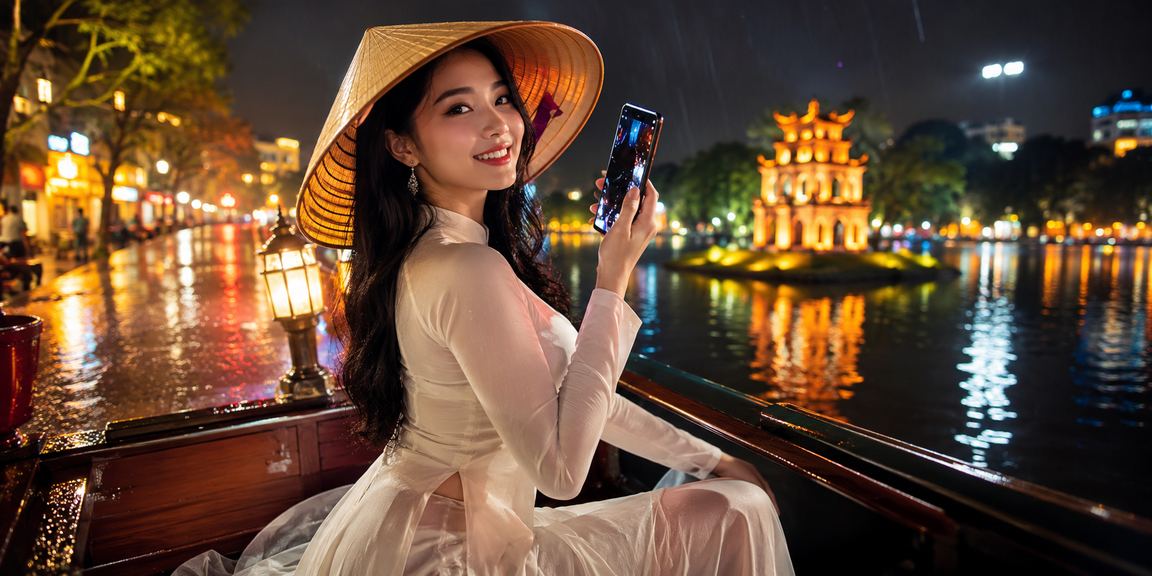 Người dùng Hà Nội sử dụng casino trực tuyến trên điện thoại với nón lá truyền thống
