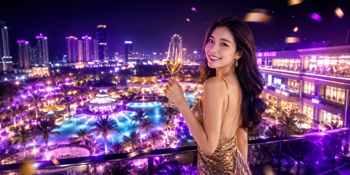 Khung cảnh casino trực tuyến đèn neon đầy màu sắc tại Mũi Né